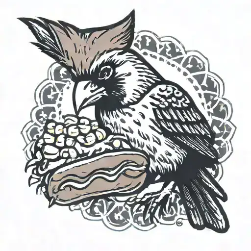 Cardinal Eating A Corn Dog