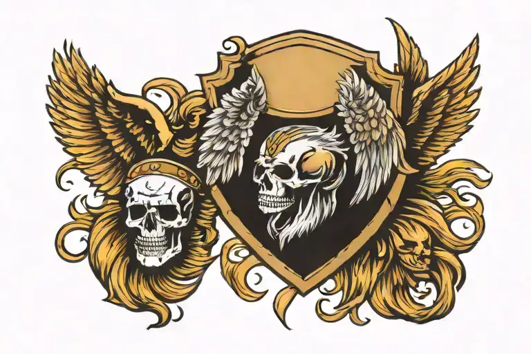 Skull Wings Shield Lions Mane