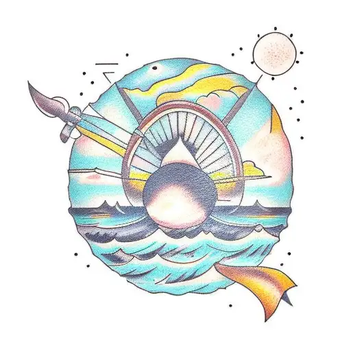 Frame With Ultra Minimalist Sunset And Ocean