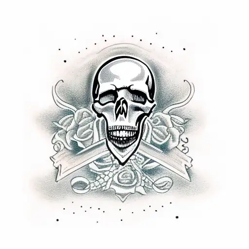 Skull With The Roman Number Thirteen Inside It's Mouth