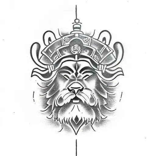 Guan Yu With Lion Dog