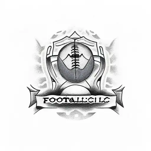 A Dotwork Tattoo Of A Football Pitch With Philosophical Quotes Written In Portuguese