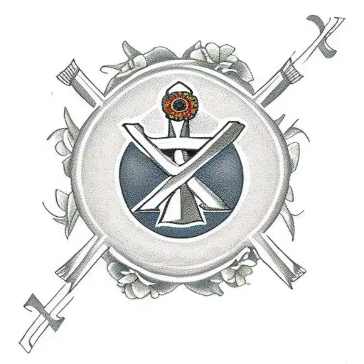 Scientology Cross With A Floral Scene Behind It