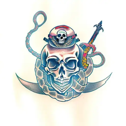 Skull With Sword And Snake