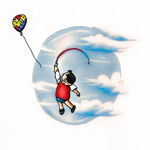 Little Boy Watching His Balloon Fly Into The Sky