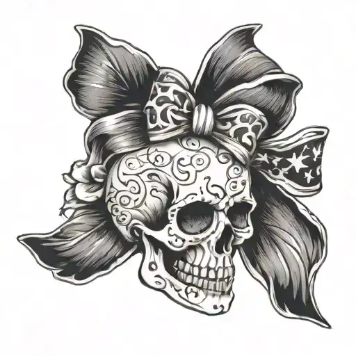 Skull With Coquette Bow Underneath