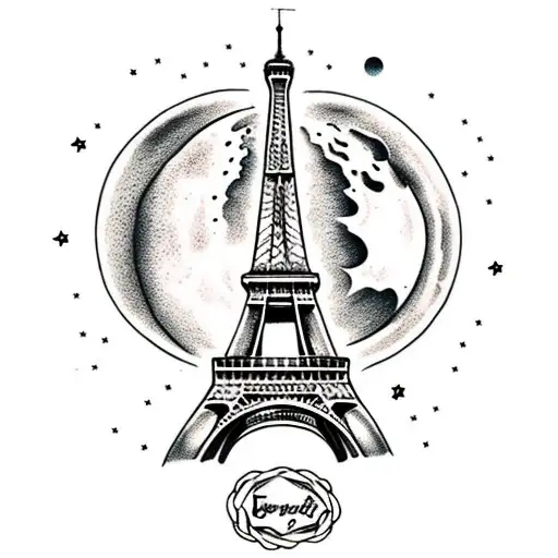 Eiffel Tower With Croissant As The Moon