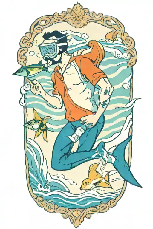 Man Snorkeling In The Sea