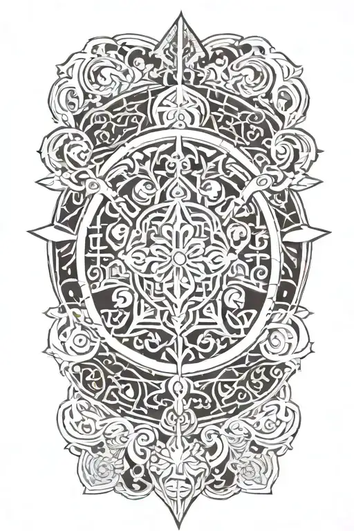 A Zen-inspired Mandala Incorporating Elements Of Heavy Metal And D&d Symbols