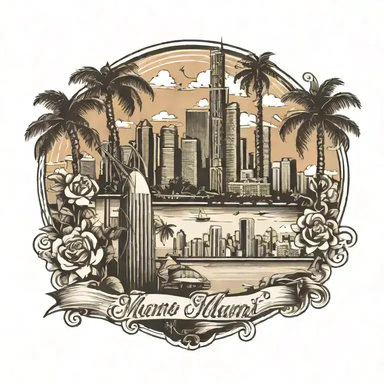 Create A Sensual Design Featuring The Miami Skyline As A Backdrop