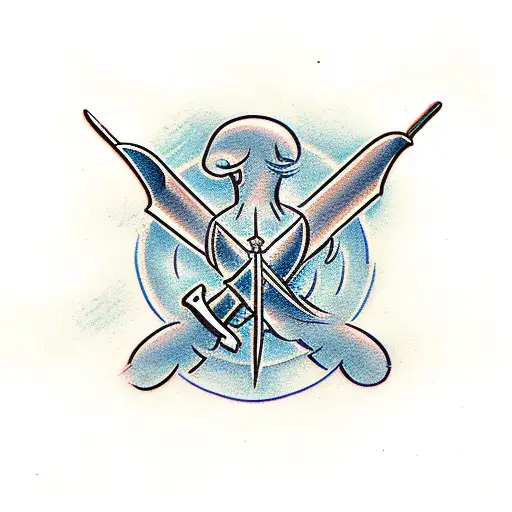 Two Men Having A Sword Duel