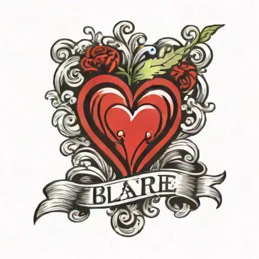 Red Heart With Scroll That Says Blaire