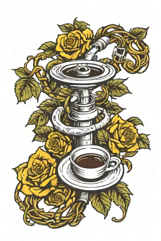 A Nurse's Stethoscope Intertwined With Vines Of Yellow Roses And Coffee Beans