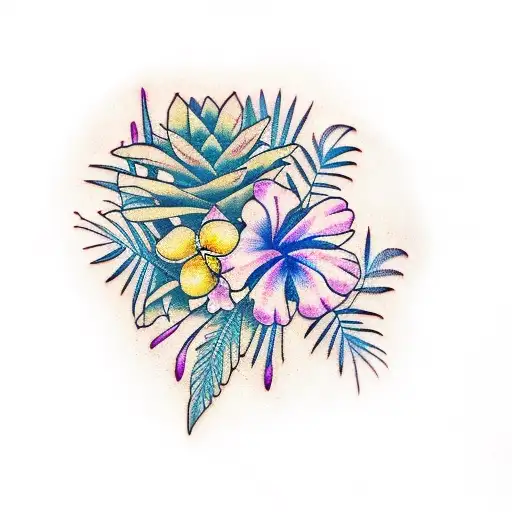 Tropical Flowers With Coqui Frog