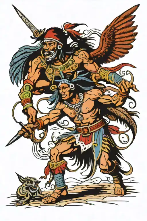 Native American Fighting A Midevil Jester