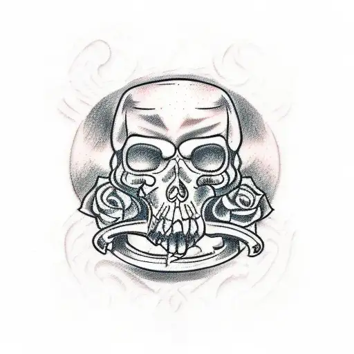 Sketch Of A Tattoo Bracelet In The Style Of Old School Reaper And Guitar And Coffin