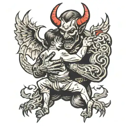 Person Hugging Demon