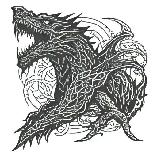 Skyrim Alduin Blackwork Terror