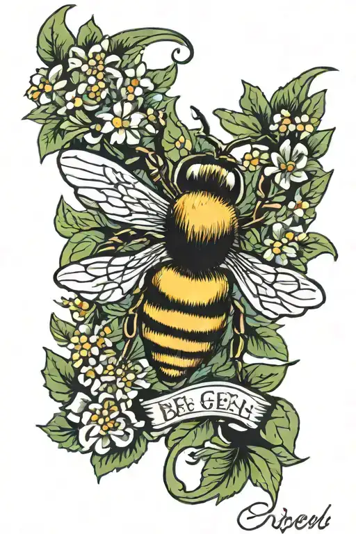 Bee Green Ribbon And Words