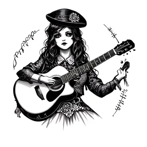 Goth Girl Playing Guitar