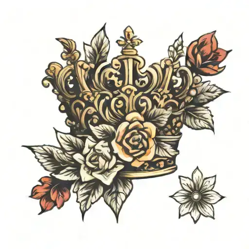 Crown Surrounded By Bold Flowers