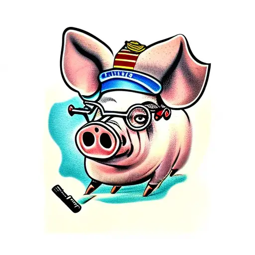 Pig With Gun And Glasses