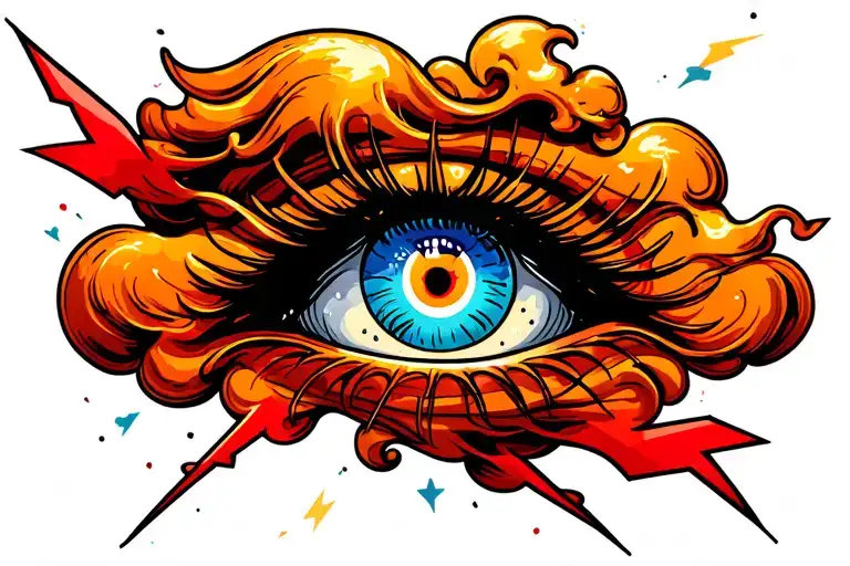 Eye Cloud Lightning Bolts