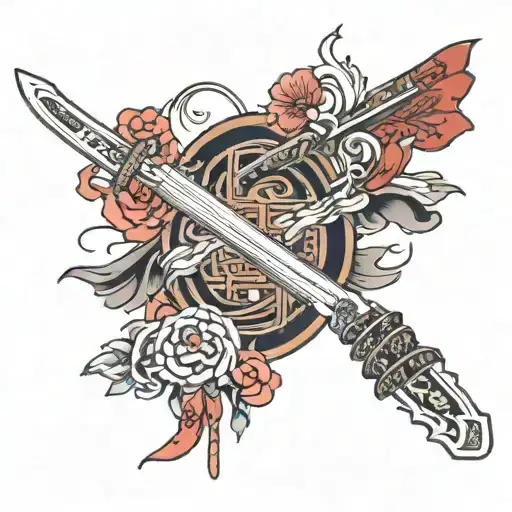 Broken Samuray Katana With Word Set Your Hearth Ablase With Japanese Words