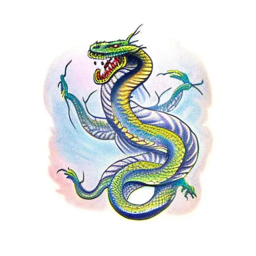 A Snake Transforming Into A Dragon
