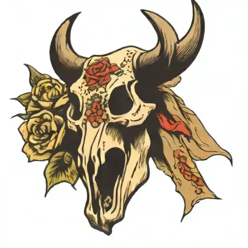 Bull Skull With A Rag