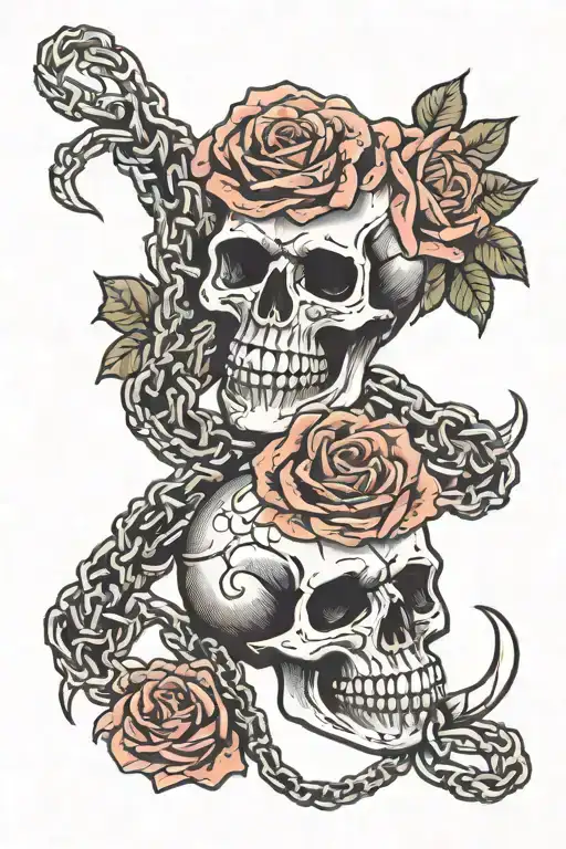 Skull Roses Scorpion With Chains