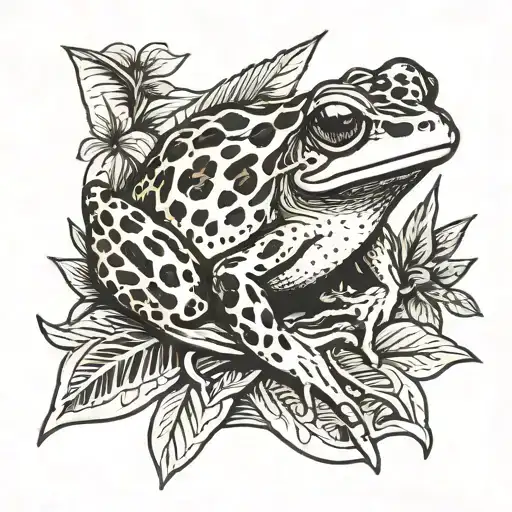 Frog With Jungle Leaves