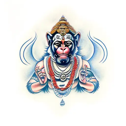 Hanuman And Wolf Fusion