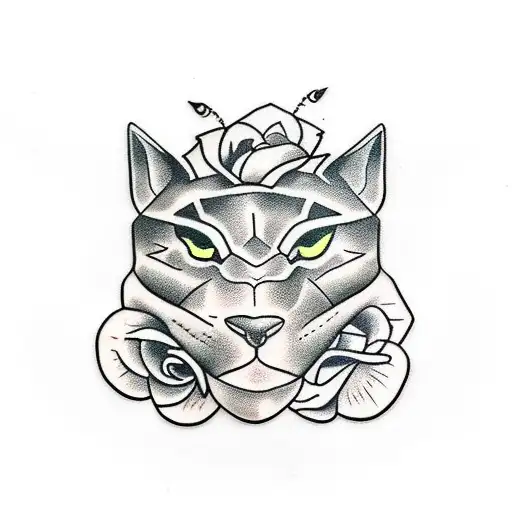 Black Panther With Roses