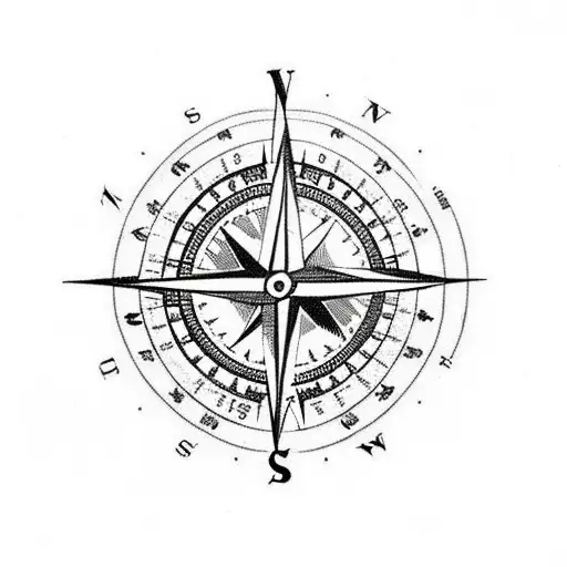 A Compass Needle Made Of Alchemical Symbols Pointing Towards A Mysterious Destination