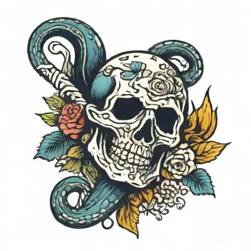 Death Tarot Card Snake And Flowers