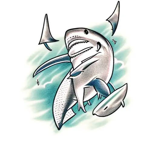 American Football Player Catching A Hammerhead Shark