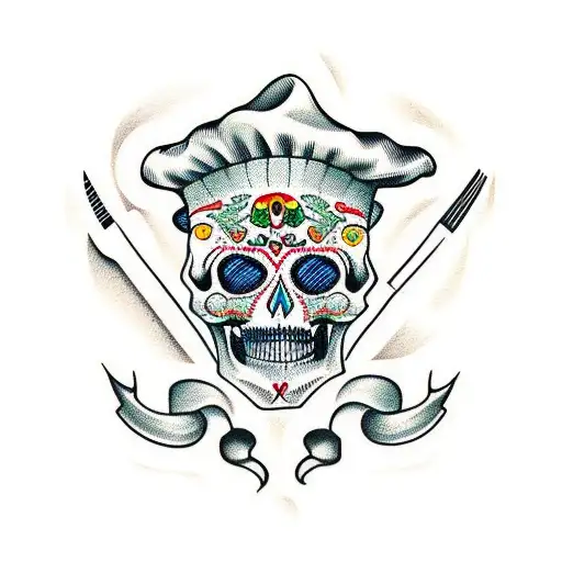 Mexican Skull Chef Knife And Fork