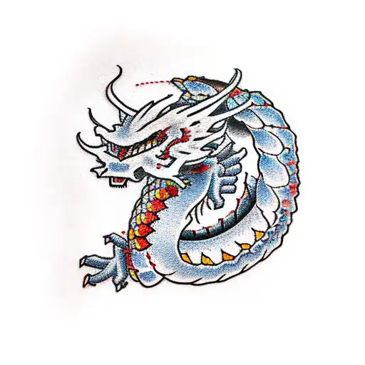 A Traditional Japanese Dragon Soaring Over A Breathtaking Hiking Trail