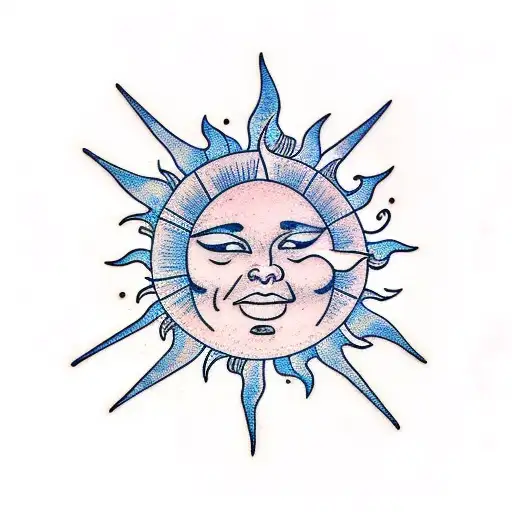 Sun In A Night Background