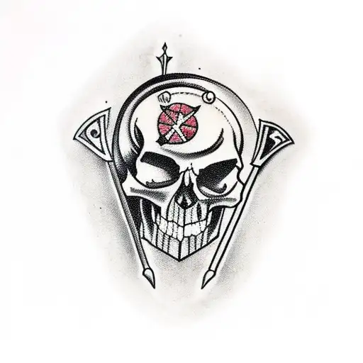 Sword Piercing The Skull In Scandinavian Style