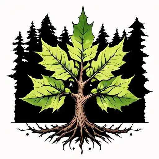 Elf Leaf And Gondor Tree Surrounded