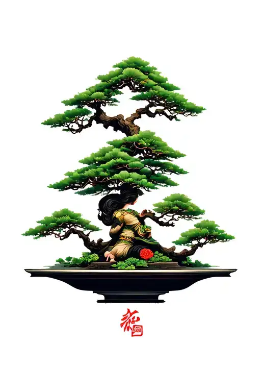 Ying Yan With Bonsai Tree