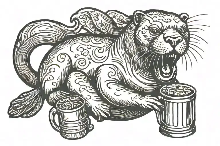 Sea Lion Holding A Beer Mug