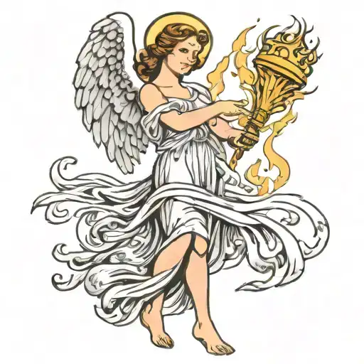 An Angel Holding A Torch And Dazzled By Its Light