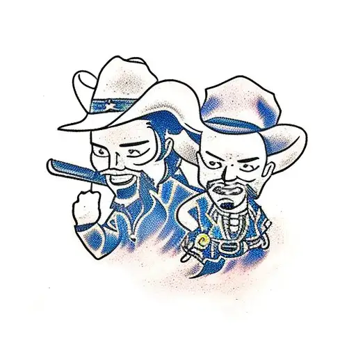 Cowboy Duel With A Cowgirl Against A Cowboy