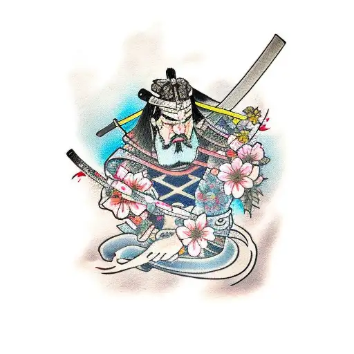 Samurai And Cherry Blossoms