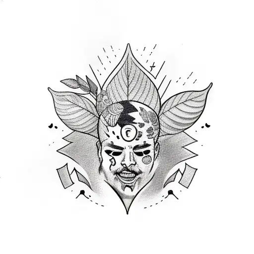 Line Art Face Tear Leaves