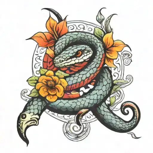 Snake In A U Shape Surrounded