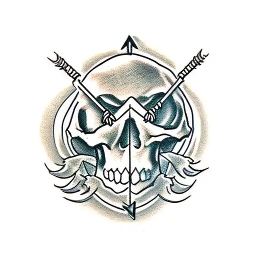 Skull With 2 Arrows